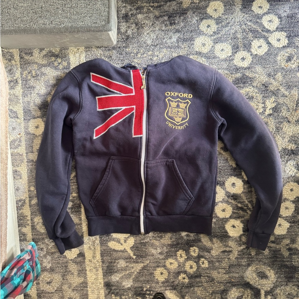 Oxford University Official Merchandise Zip Up Hoodie 
 with Gold Embroidery